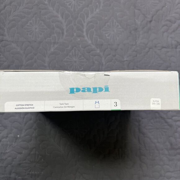 NEW 3 PACK PAPI COTTON STRETCH WHITE TANK TOPS SOFT TOUCH TAG FREE SZ S(34-36) - Picture 9 of 9